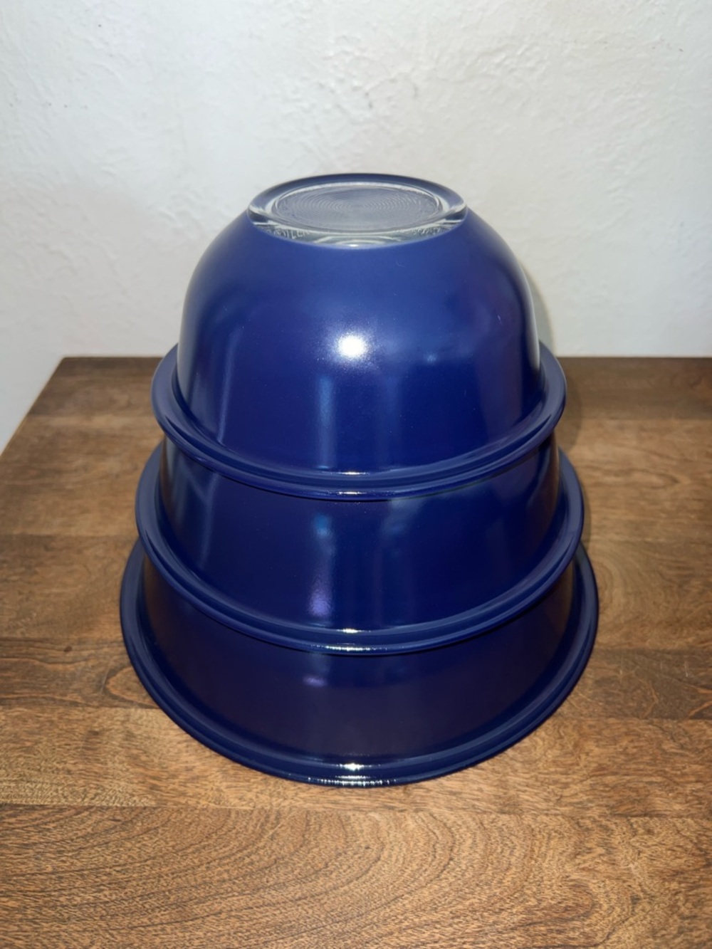 Vtg pyrex blue mixing nesting bowl set